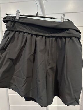 Women’s Black Athletic Short with foldover waist - Lightweight Active Shorts